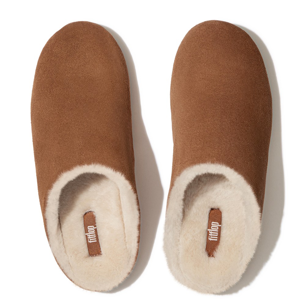 Fitflop Womens Slippers - Chrissie Shearling - Brown - 693-EHGFAD